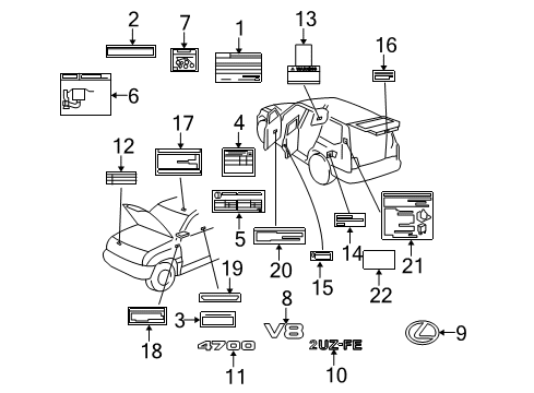 1998 Lexus LX470 Information Labels Engine Name Plate Diagram for 11291-50120