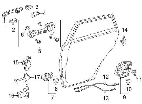 2019 Toyota Corolla Rear Door Lock Assembly Diagram for 69050-02350