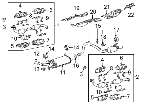 2017 Toyota Land Cruiser Exhaust Components Converter & Pipe Diagram for 17450-38070