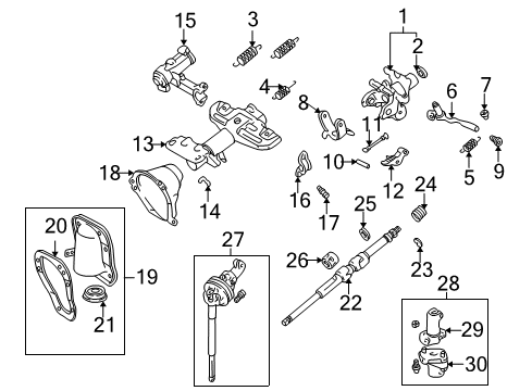 2001 Toyota 4Runner Steering Column & Wheel, Steering Gear & Linkage Tilt Lever Retainer Diagram for 45819-35010