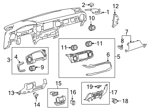 2021 Toyota Tacoma Cluster & Switches, Instrument Panel Lower Panel Hole Cover Diagram for 55539-06090-C1