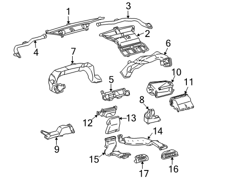 2004 Toyota Sienna Ducts Heater Duct Diagram for 55845-AE010
