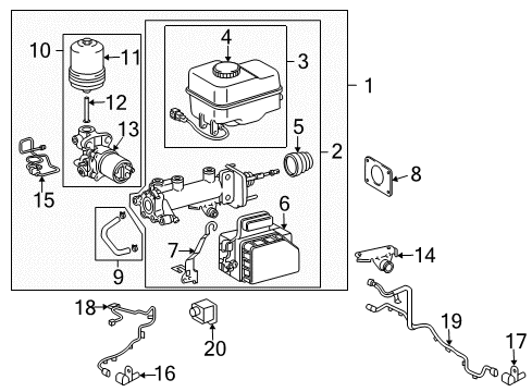 2009 Lexus LX570 ABS Components Master Cylinder Assembly Diagram for 47025-60190