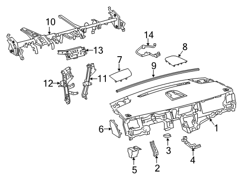 2020 Toyota Sienna Cluster & Switches, Instrument Panel Center Support Diagram for 55307-08030