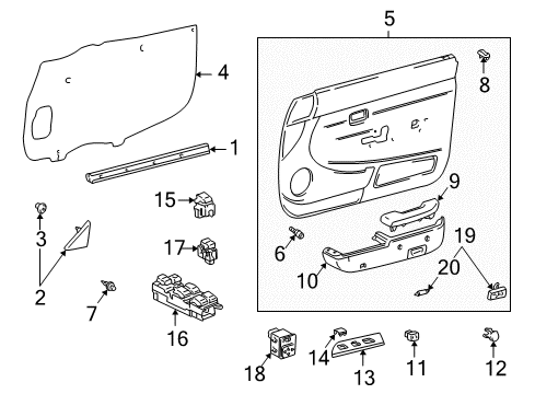 1998 Toyota Tacoma Front Door Window Switch Diagram for 84820-16060