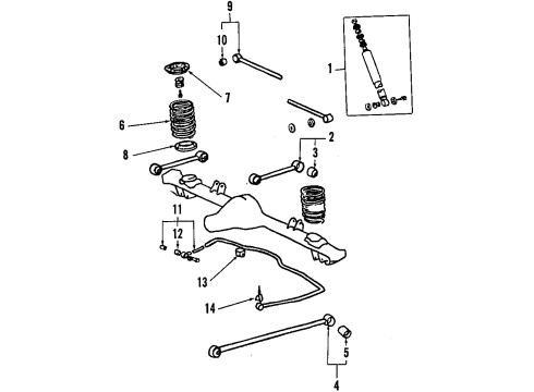 1986 Toyota Corolla Rear Suspension Components, Lower Control Arm, Upper Control Arm, Stabilizer Bar Link Kit Diagram for 48802-12010