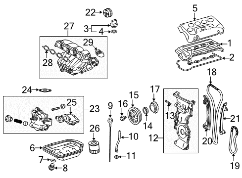 2007 Scion tC Filters Timing Cover Stud Diagram for 90116-06063