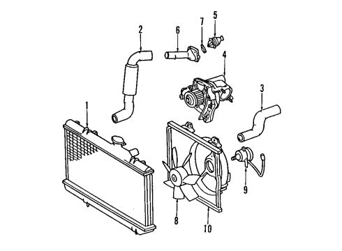 1992 Toyota Celica Cooling System, Radiator, Water Pump, Cooling Fan Thermostat Housing Diagram for 16304-74030