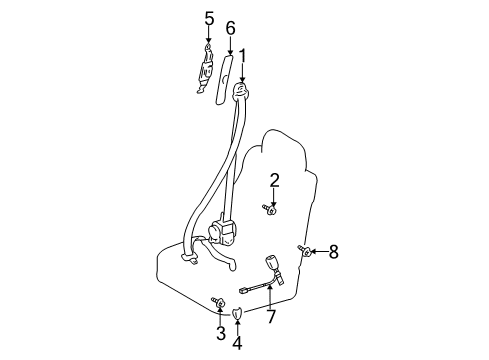 2002 Toyota Camry Front Seat Belts Latch GRAY Diagram for 73240-AA050-B1