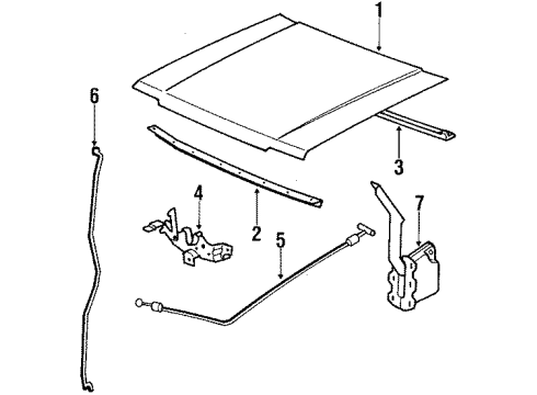 1986 Toyota Tercel Hood & Components Cable Assy, Hood Lock Control Diagram for 53630-16110