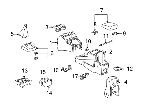2003 Toyota RAV4 Console Support Plate Diagram for 55632-42010