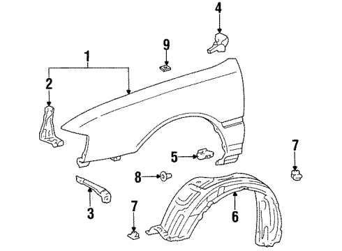 1998 Toyota Avalon Fender & Components Fender Liner Diagram for 53875-AC011