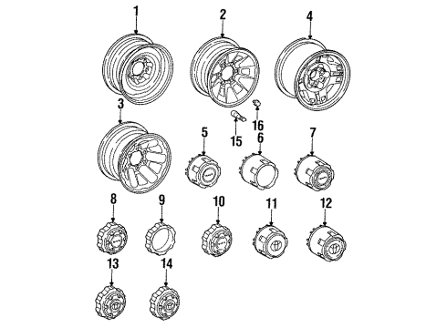 1989 Toyota Pickup Wheels Wheel Hub Ornament Sub-Assembly Diagram for 42603-35430
