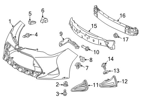 2019 Toyota Corolla Front Bumper Upper Grille Lower Retainer Diagram for 52527-02020