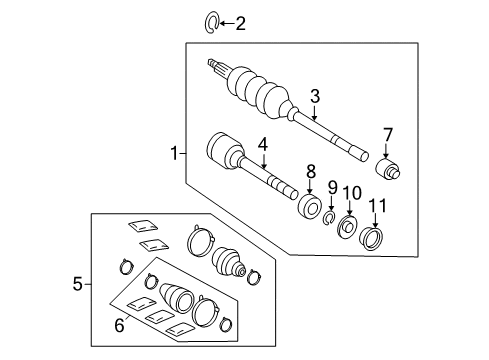 2005 Toyota Solara Drive Axles - Front Axle Assembly Diagram for 43410-06460