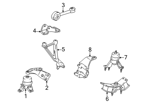 1999 Toyota Camry Engine & Trans Mounting Rear Mount Bracket Diagram for 12321-74380