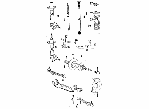 1984 Toyota Starlet Front Suspension Components, Lower Control Arm, Stabilizer Bar Caliper Diagram for 48021-10040