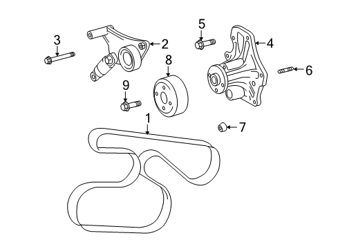 2009 Scion xB Belts & Pulleys Pulley Stud Diagram for 91641-80814
