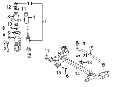 2009 Toyota Prius Rear Suspension Components, Stabilizer Bar & Components Shock Lower Support Diagram for 48750-02050