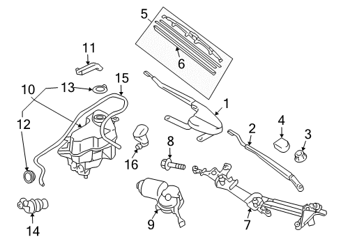 2009 Toyota Prius Wiper & Washer Components Rear Blade Diagram for 85242-47010