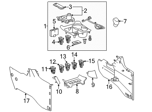 2014 Toyota Highlander Traction Control Components Shift Boot Diagram for 58808-0E030