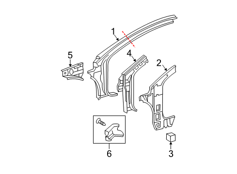 2008 Scion tC Hinge Pillar Reinforcement Diagram for 61109-21020