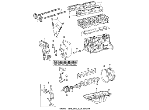 1988 Toyota Supra Engine Parts, Mounts, Cylinder Head & Valves, Camshaft & Timing, Oil Pan, Oil Pump, Crankshaft & Bearings, Pistons, Rings & Bearings Pump Assembly, Oil Diagram for 15100-42031