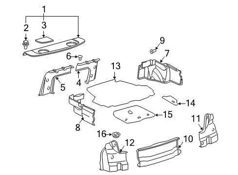 1997 Toyota Camry Interior Trim - Rear Body Package Tray Trim Diagram for 64330-33170-E0