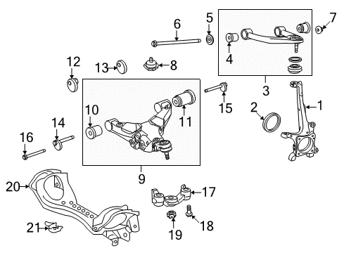 2019 Lexus LX570 Front Suspension Components, Lower Control Arm, Upper Control Arm, Ride Control, Stabilizer Bar Lower Control Arm Front Bushing Diagram for 48654-60040
