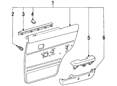 1994 Toyota 4Runner Rear Door Armrest Base Diagram for 74273-89101-03