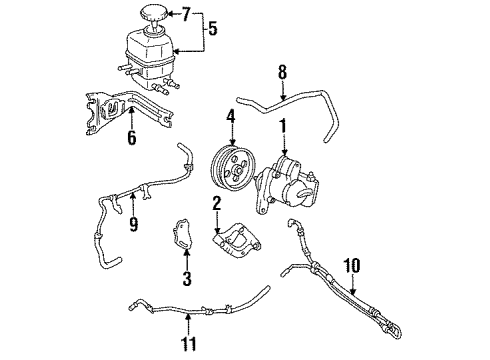 1995 Toyota Camry P/S Pump & Hoses, Steering Gear & Linkage Power Steering Pump Diagram for 44320-33060
