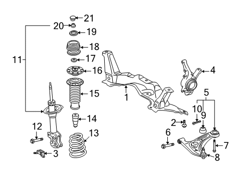 2013 Scion xD Front Suspension Components, Lower Control Arm, Stabilizer Bar Seat Diagram for 48471-52030