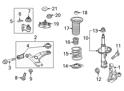 2020 Toyota Prius Front Suspension, Lower Control Arm, Stabilizer Bar, Suspension Components Coil Spring Diagram for 48131-12J10