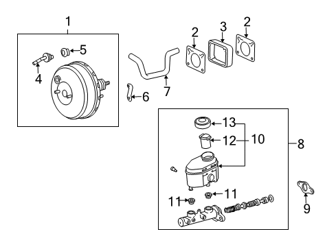 2004 Toyota Tacoma Hydraulic System Reservoir Assembly Grommet Diagram for 47255-20010