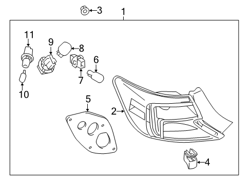 2014 Toyota Camry Combination Lamps Lens & Housing Retainer Diagram for 52562-06130