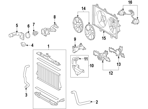 2012 Toyota Highlander Cooling System, Radiator, Water Pump, Cooling Fan Fan Blade Diagram for 16361-31380