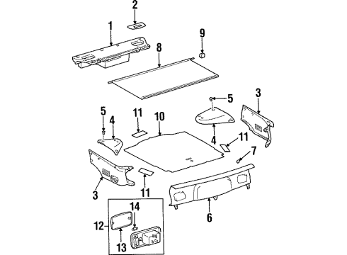 1995 Toyota Supra Interior Trim - Rear Body Rear Trim Panel Plug Diagram for 90950-01503-C0