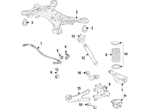 2020 Toyota Highlander Rear Suspension, Lower Control Arm, Upper Control Arm, Ride Control, Stabilizer Bar, Suspension Components Upper Spring Insulator Diagram for 48257-0E020