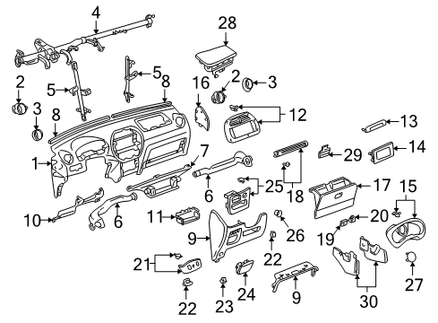 2001 Toyota RAV4 Instrument Panel Glove Box Assembly Diagram for 55550-42030-E0