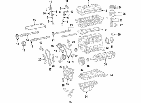 2020 Toyota Tacoma Engine Parts, Mounts, Cylinder Head & Valves, Camshaft & Timing, Variable Valve Timing, Oil Pan, Oil Pump, Balance Shafts, Crankshaft & Bearings, Pistons, Rings & Bearings Chain Tensioner Diagram for 13540-75041