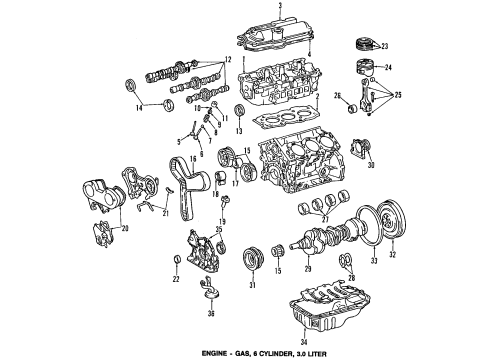 1993 Toyota Camry Engine Parts, Mounts, Cylinder Head & Valves, Camshaft & Timing, Oil Pan, Oil Pump, Crankshaft & Bearings, Pistons, Rings & Bearings Thrust Washer Diagram for 11011-62010