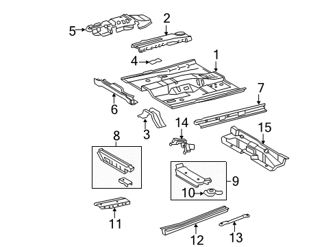 2007 Toyota Camry Pillars, Rocker & Floor - Floor & Rails Floor Side Rail Diagram for 57401-06141