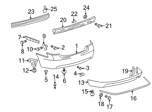 2010 Toyota Camry Rear Bumper Bumper Cover Spacer Diagram for 52188-06030