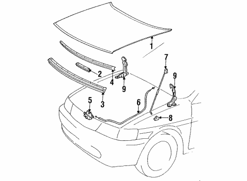 1991 Toyota Tercel Hood & Components Cable Assy, Hood Lock Control Diagram for 53630-16220