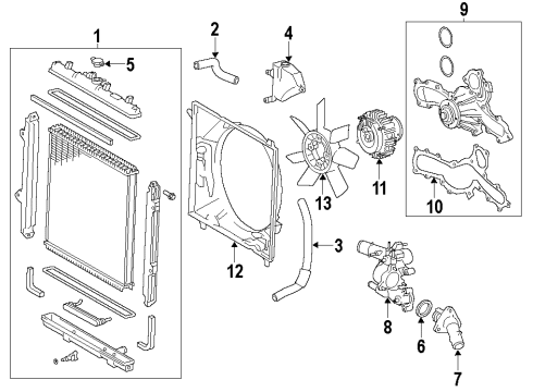 2020 Toyota 4Runner Cooling System, Radiator, Water Pump, Cooling Fan Water Pump Assembly Diagram for 16100-39545