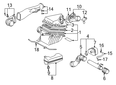 2004 Toyota Tacoma Air Intake Air Cleaner Assembly Diagram for 17700-0C020