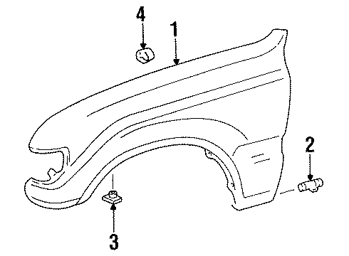1995 Toyota Land Cruiser Fender & Components Fender Sub-Assy, Front RH Diagram for 53801-60223