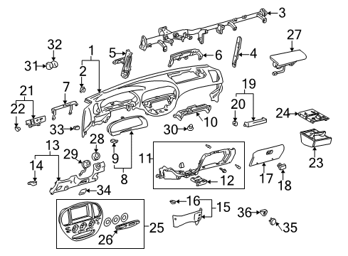 2000 Toyota Tundra Instrument Panel Box Sub-Assy, Front Ash Receptacle Diagram for 74102-0C010-E0