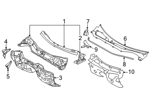 2022 Toyota GR86 Cowl Seal Clip Diagram for SU003-02964