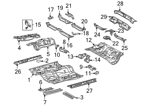 2005 Scion tC Pillars, Rocker & Floor - Floor & Rails Sidemember Diagram for 57436-12010